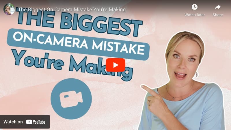 Kerry Barret on the right pointing to text that says "The Biggest On Camera Mistake You're Making"